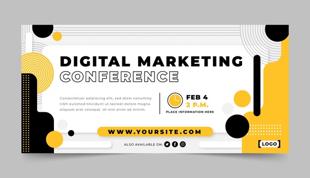 Banner horizontal abstracto de diseño plano