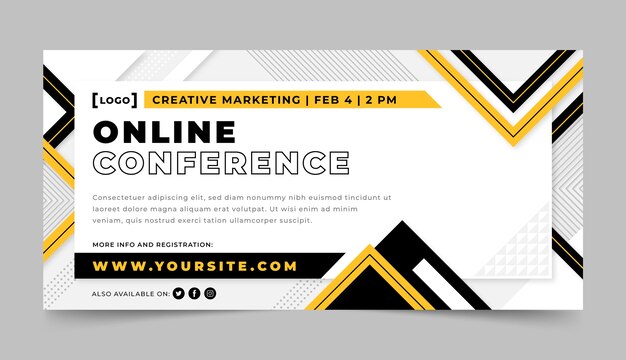 Banner horizontal abstracto de diseño plano