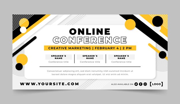 Banner horizontal abstracto de diseño plano