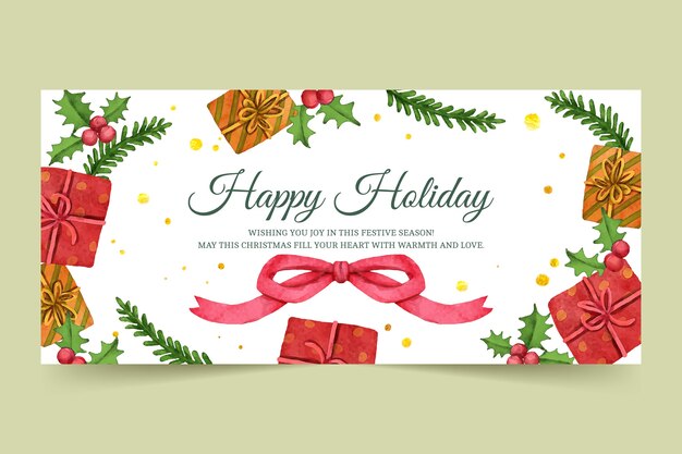 Banner horizontal acuarela felices fiestas