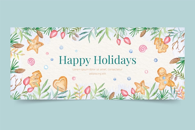 Vector gratuito banner horizontal acuarela felices fiestas