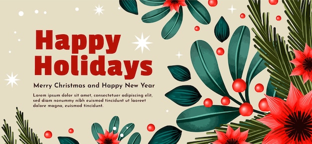 Banner horizontal acuarela felices fiestas
