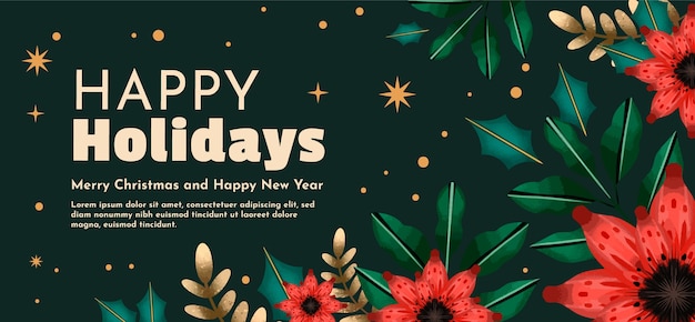 Vector gratuito banner horizontal acuarela felices fiestas