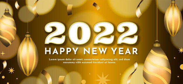 Banner horizontal acuarela feliz año nuevo 2022