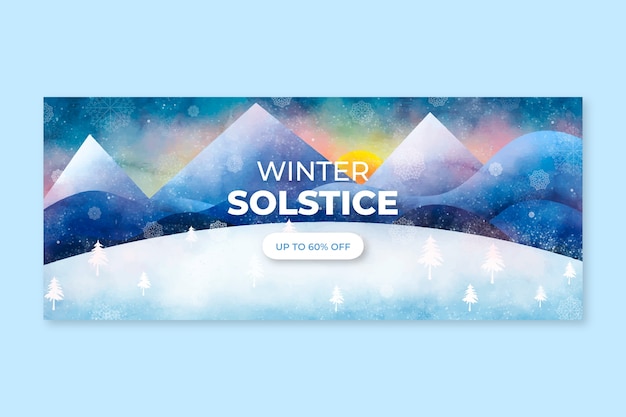 Vector gratuito banner horizontal de acuarela solsticio de invierno