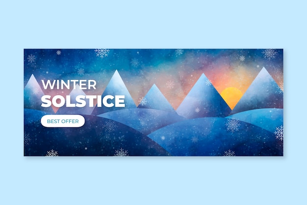 Vector gratuito banner horizontal de acuarela solsticio de invierno