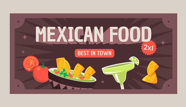 Banner horizontal de barra mexicana dibujada a mano