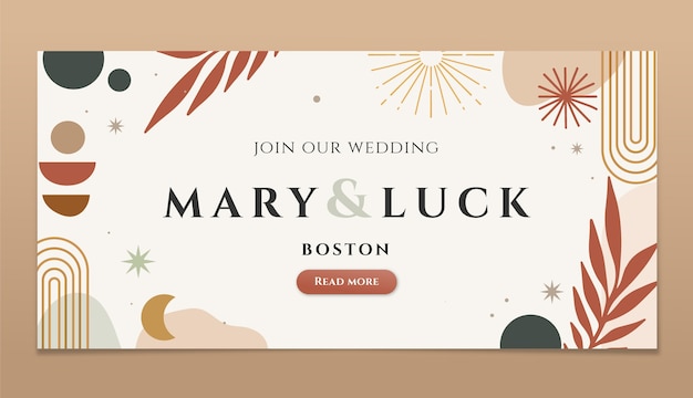 Vector gratuito banner horizontal de boda dibujado a mano