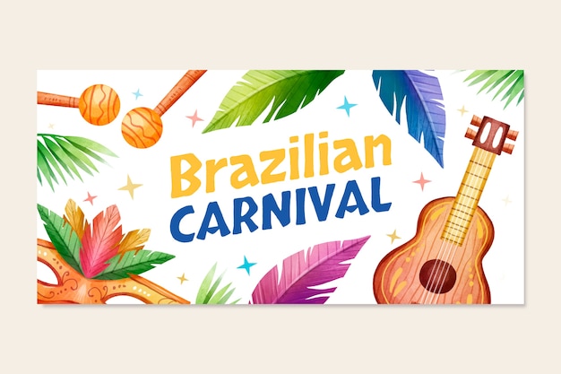 Vector gratuito banner horizontal de carnaval brasileño en acuarela