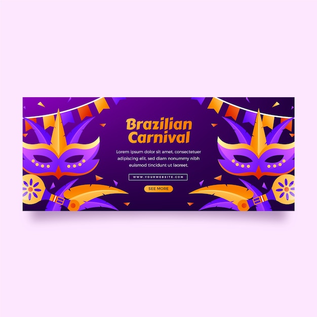 Vector gratuito banner horizontal de carnaval brasileño degradado