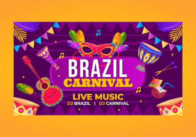 Banner horizontal de carnaval degradado