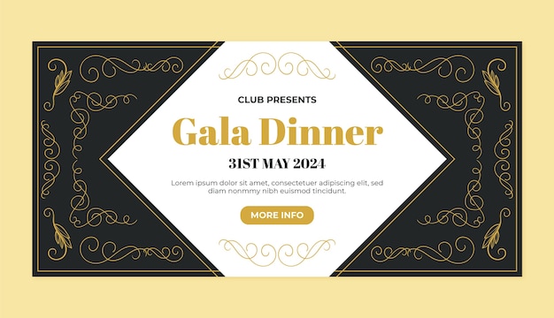 Vector gratuito banner horizontal de cena de gala de lujo