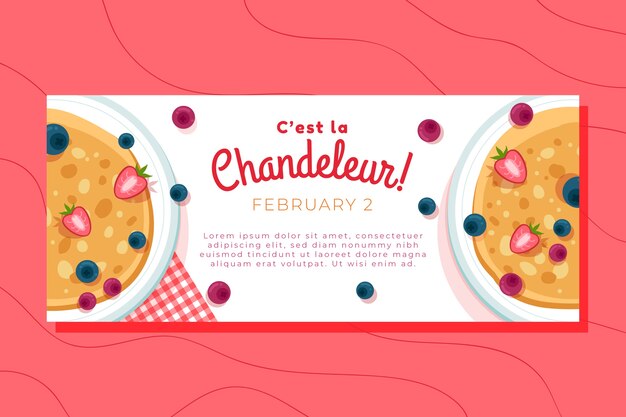 Banner horizontal de chandeleur plano