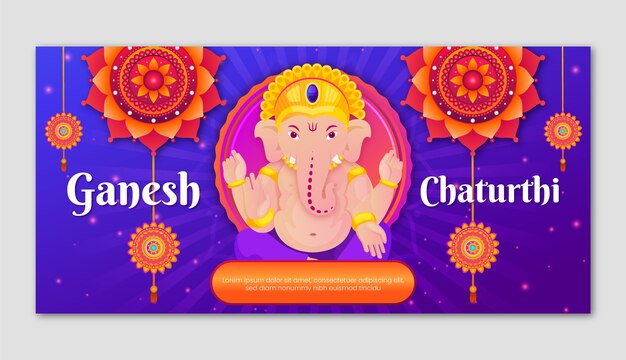 Banner horizontal degradado para la celebración de ganesh chaturthi