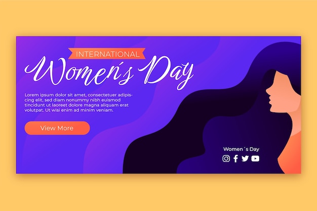 Vector gratuito banner horizontal degradado del día internacional de la mujer.