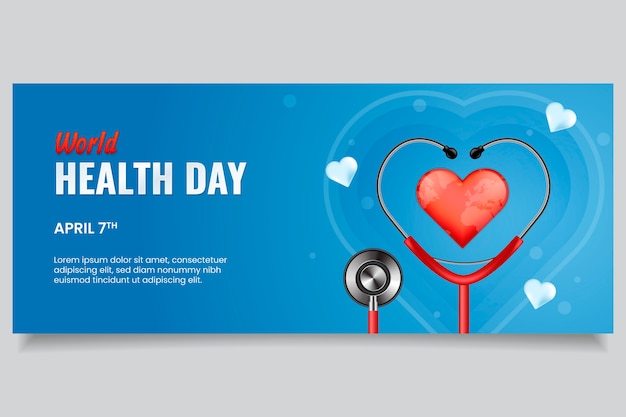 Vector gratuito banner horizontal degradado del día mundial de la salud