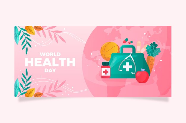 Banner horizontal degradado del día mundial de la salud