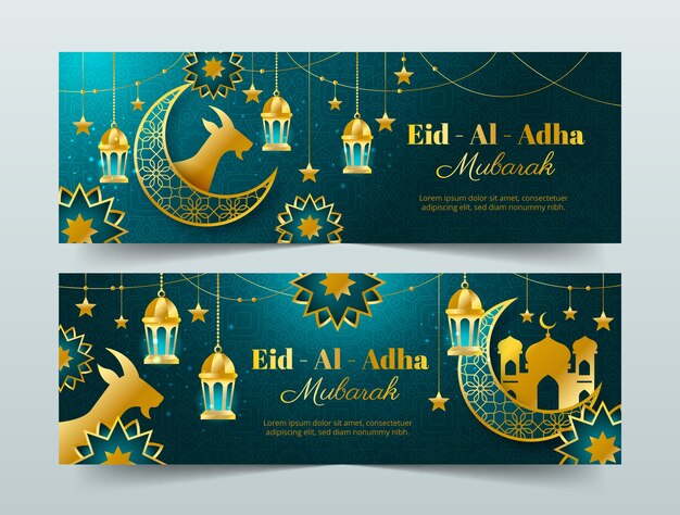 Banner horizontal degradado eid al-adha