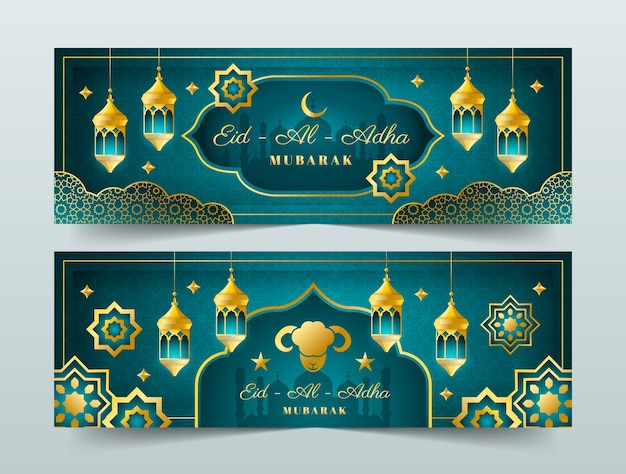 Banner horizontal degradado eid al-adha