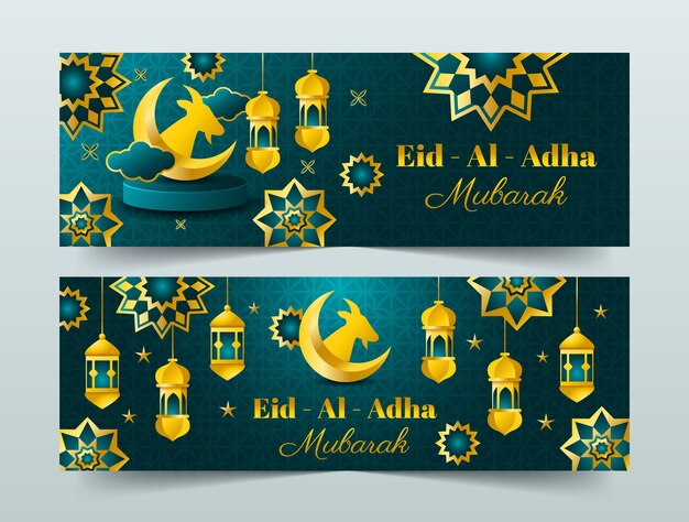 Banner horizontal degradado eid al-adha