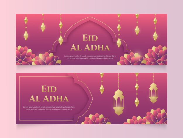Banner horizontal degradado eid al-adha
