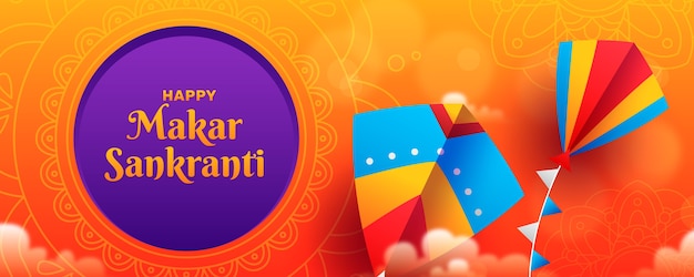 Vector gratuito banner horizontal degradado makar sankranti