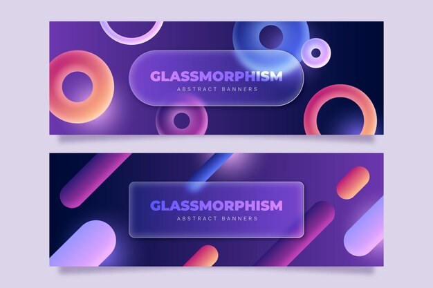 Banner horizontal degradado de morfismo de vidrio