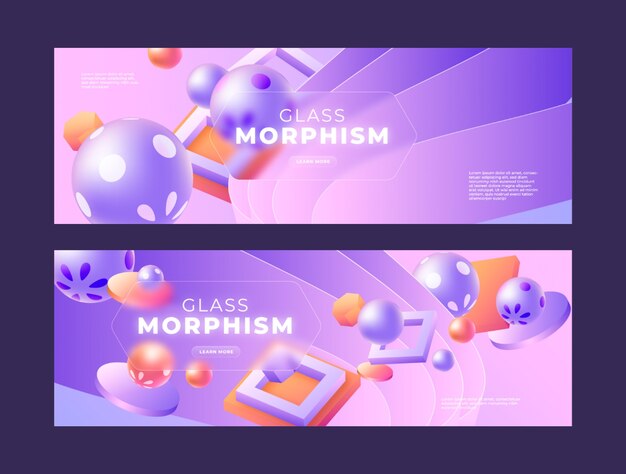 Banner horizontal degradado de morfismo de vidrio