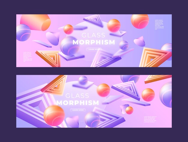 Banner horizontal degradado de morfismo de vidrio