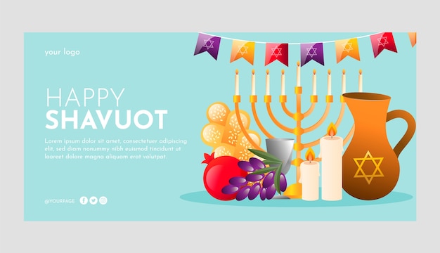 Vector gratuito banner horizontal degradado shavuot