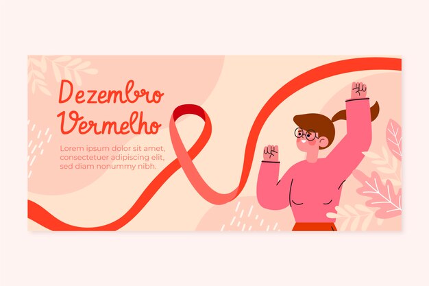 Vector gratuito banner horizontal de dezembro vermelho plano dibujado a mano