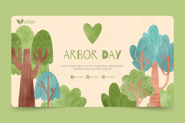 Vector gratuito banner horizontal del día del árbol de acuarela