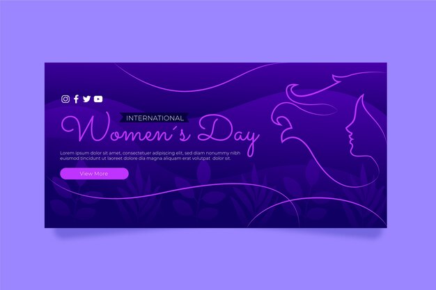 Banner horizontal del día internacional de la mujer degradado