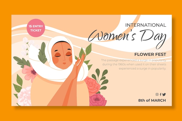 Banner horizontal para el día internacional de la mujer.