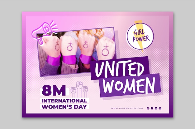 Banner horizontal del día internacional de la mujer.