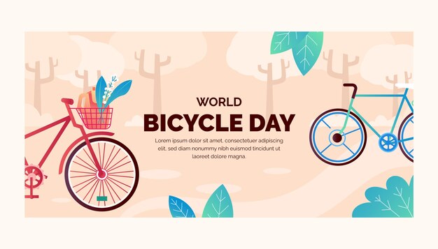 Vector gratuito banner horizontal del día mundial de la bicicleta degradado