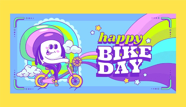 Banner horizontal del día mundial de la bicicleta de diseño plano