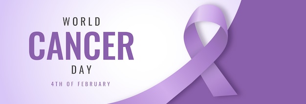 Banner horizontal del día mundial del cáncer degradado