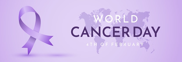 Vector gratuito banner horizontal del día mundial del cáncer degradado