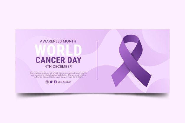 Banner horizontal del día mundial del cáncer degradado