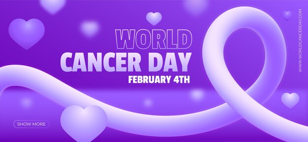 Banner horizontal del día mundial del cáncer degradado