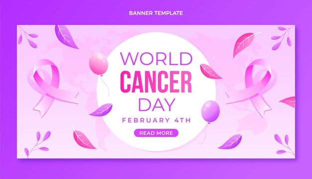 Banner horizontal del día mundial del cáncer degradado