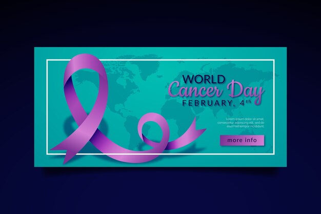 Banner horizontal del día mundial del cáncer degradado