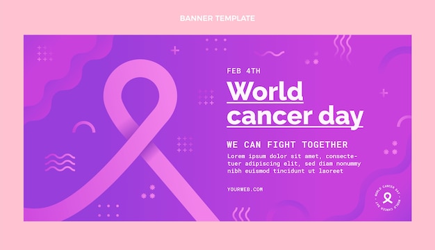 Vector gratuito banner horizontal del día mundial del cáncer degradado