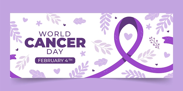 Banner horizontal del día mundial del cáncer plano