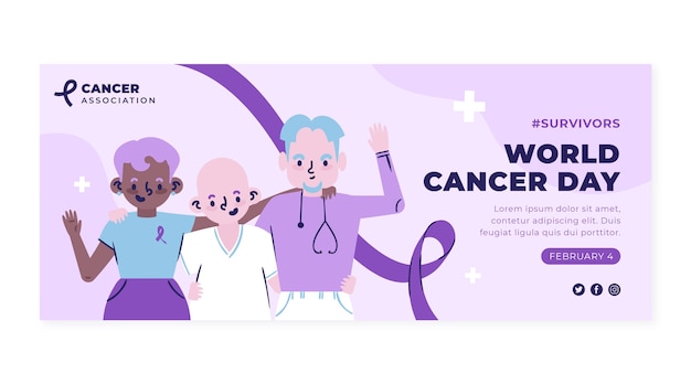 Banner horizontal del día mundial del cáncer plano