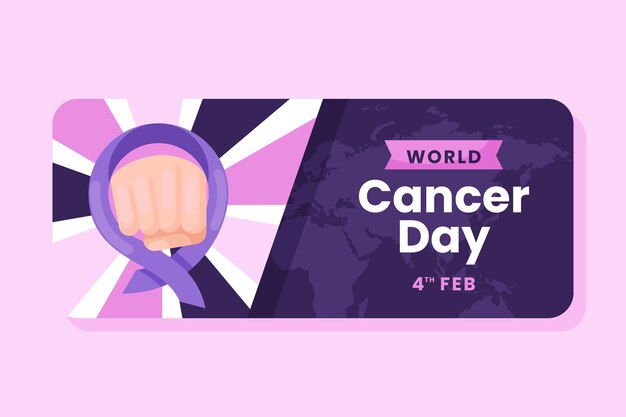 Vector gratuito banner horizontal del día mundial del cáncer plano