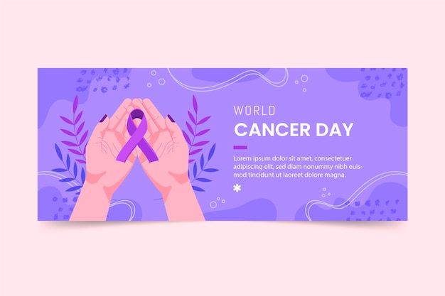 Banner horizontal del día mundial del cáncer plano