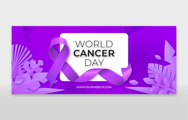 Vector gratuito banner horizontal del día mundial del cáncer realista