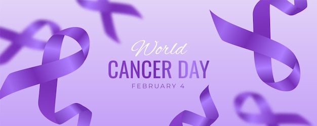 Vector gratuito banner horizontal del día mundial del cáncer realista